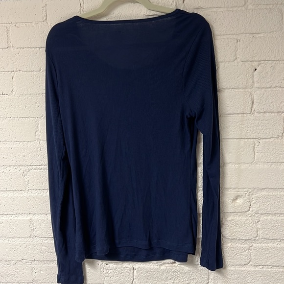 NWT Mossimo Supply Co. Navy Ribbed Basic Long Sleeve Shirt - Picture 4 of 4